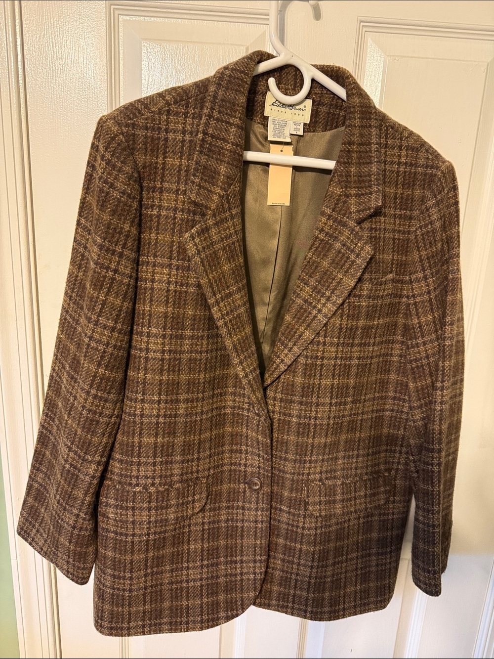 Eddie Bauer Brown Plaid Women's Blazer Jacket